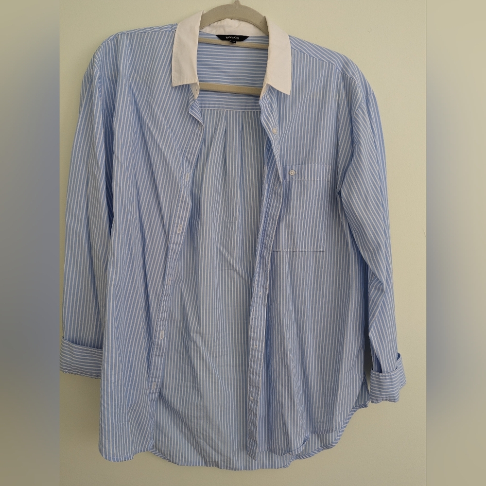 Classic Blue and White Striped Button-Up Shirt